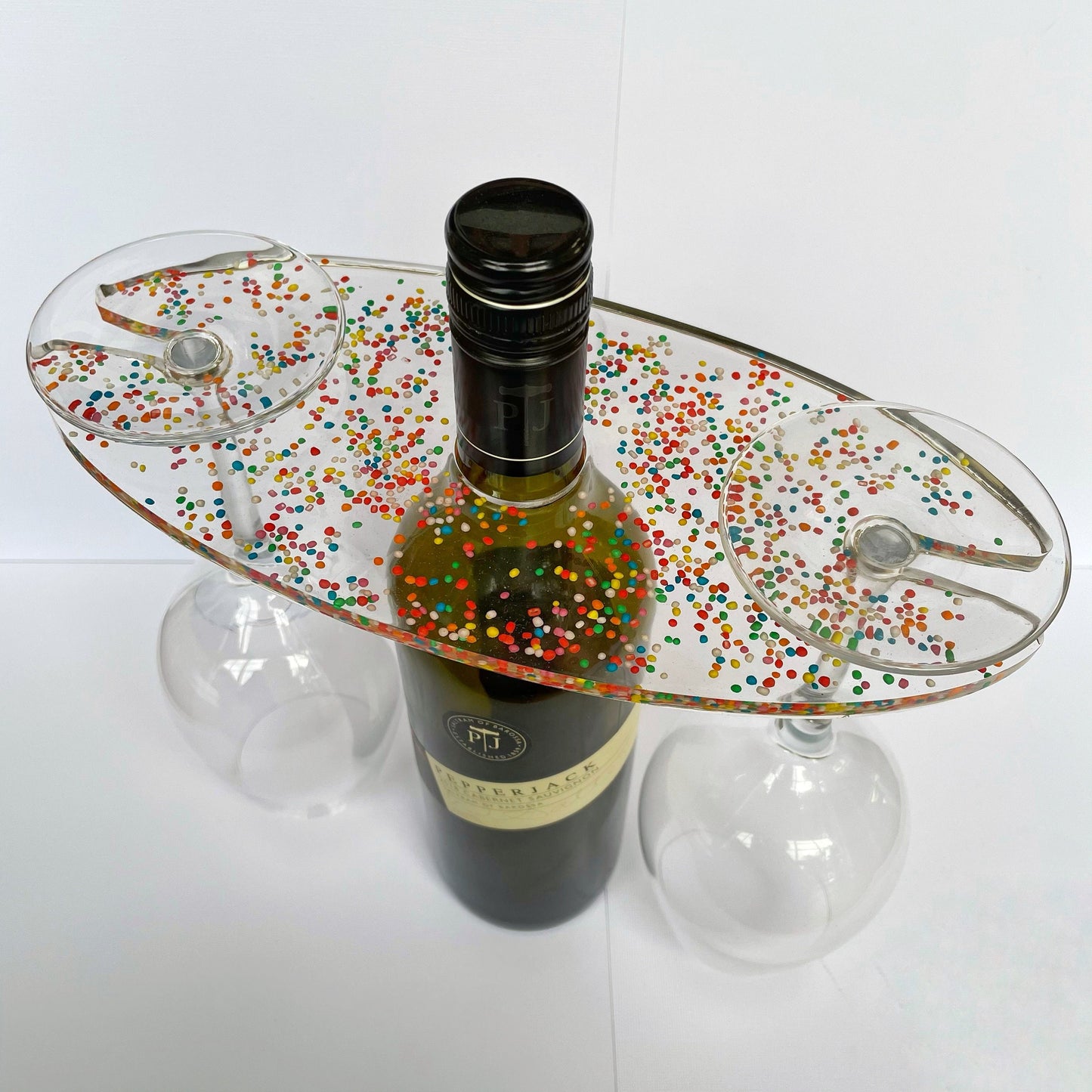 Resin Wine Glass and Bottle Holder