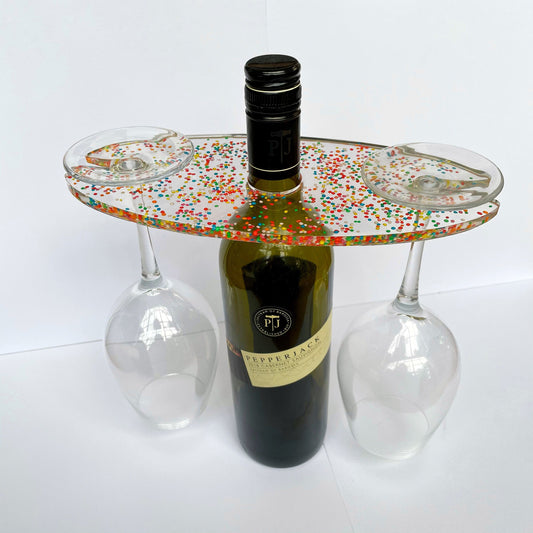 Resin Wine Glass and Bottle Holder